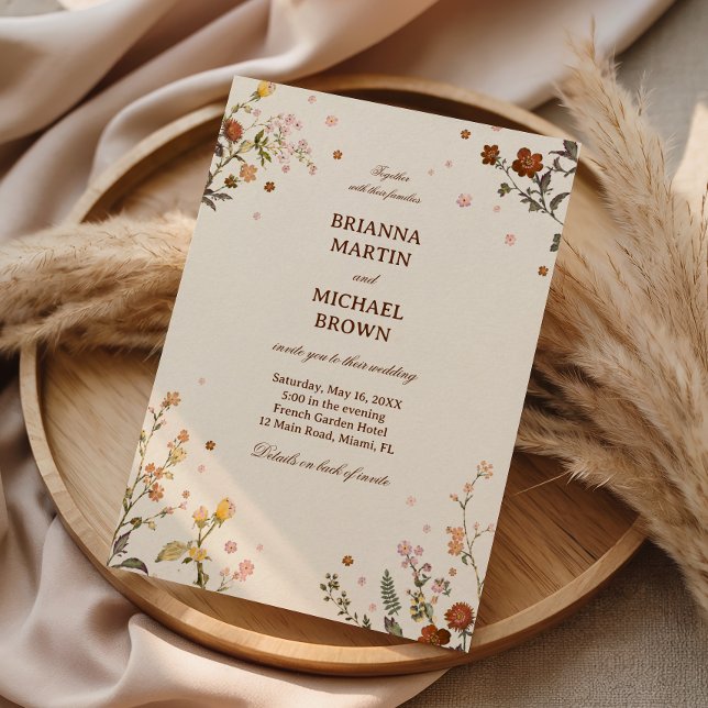Invitación Elegante Flor Silvestre Delicada (Subido por el creador)