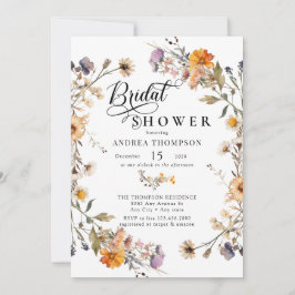 Invitación Elegante Flor Silvestre | Ducha de Novia con Guion