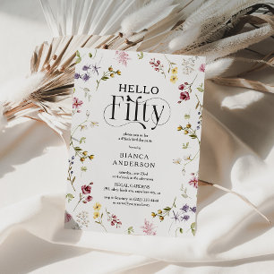 Invitación Elegante Flor Silvestre 'Hola Cincuenta' Cumpleaño
