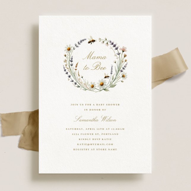 Invitación Elegante flor silvestre mamá para ser Baby Shower (Subido por el creador)