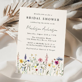 Invitación Elegante Flor Silvestre Meadow Cream Bridal Shower