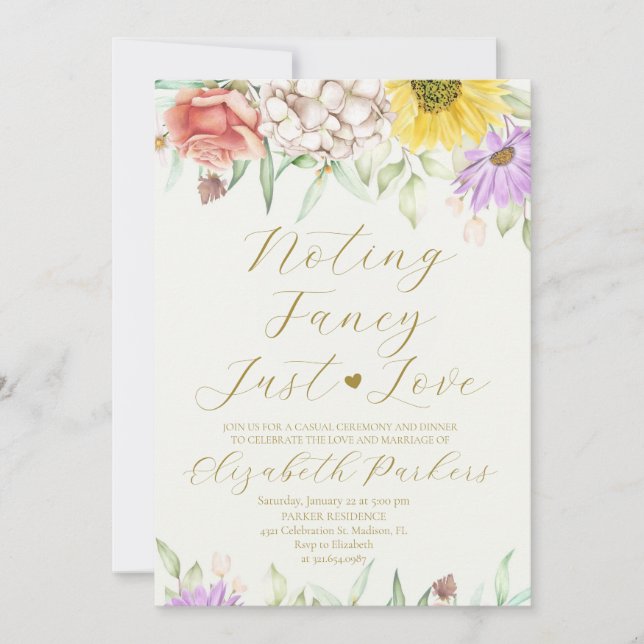 Invitación Elegante Flor Silvestre Nada Más Que Amar (Anverso)