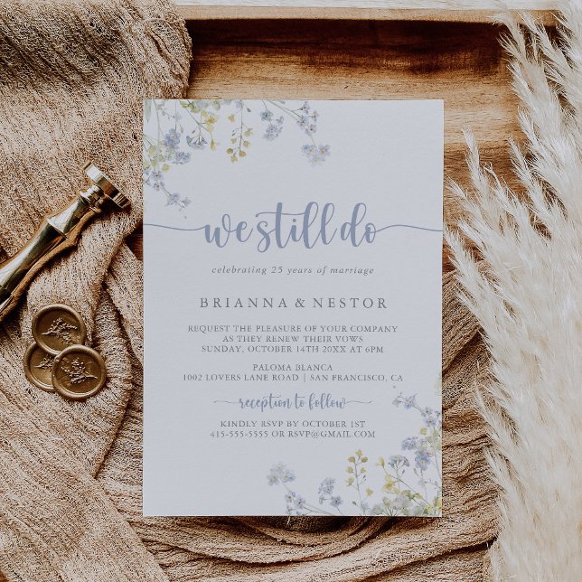 Invitación Elegante Flor silvestre que aún prometemos renovac (Subido por el creador)