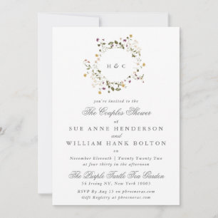 Invitación Elegante Flor silvestre seca Pampas Ducha Parejas