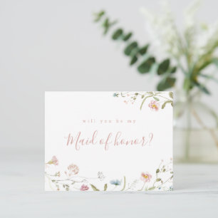 Invitación Elegante Flor silvestre serás mi criada de honor