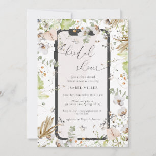 Invitación Elegante Flor silvestre virtual ducha de novia
