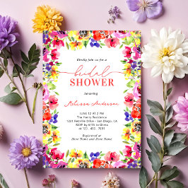 Invitación Elegante flor suave y brillante ducha de novia