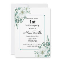 Elegante Flora de Magnolia Blanca Verde Primer cum