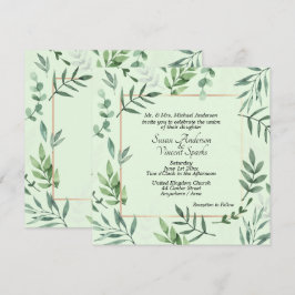 Invitación Elegante Flora y Fauna Frame Boda Verde