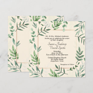Invitación Elegante Flora y Fauna Frame Cream Boda