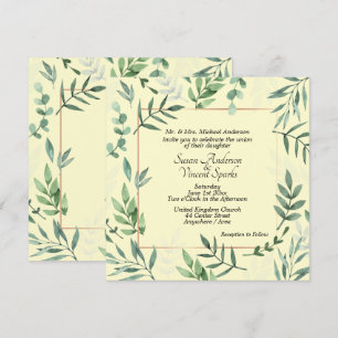 Invitación Elegante Flora y marco Fauna Boda amarillo