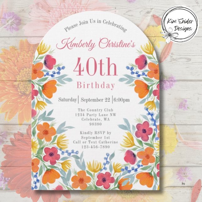 Invitación Elegante Floral 40 cumpleaños (Subido por el creador)
