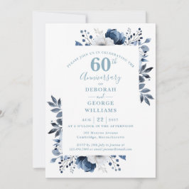 Invitación Elegante floral 60° aniversario de Boda de diamant