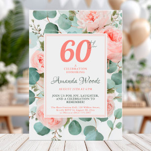 Invitación Elegante floral 60° cumpleaños