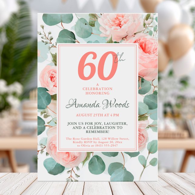 Invitación Elegante floral 60° cumpleaños (Subido por el creador)