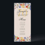 Invitación Elegante Floral 70th Birthday Party Menú Champagne<br><div class="desc">Elegante diseño de "Menú de Fiesta de Cumpleaños" con acuarelas y texto personalizado.</div>