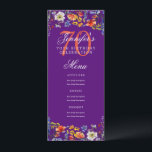Invitación Elegante Floral 70th Birthday Party Menú Purple<br><div class="desc">Elegante diseño de "Menú de Fiesta de Cumpleaños" con acuarelas y texto personalizado.</div>