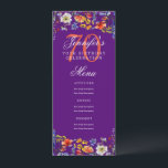 Invitación Elegante Floral 70th Birthday Party Menú Purple<br><div class="desc">Elegante diseño de "Menú de Fiesta de Cumpleaños" con acuarelas y texto personalizado.</div>