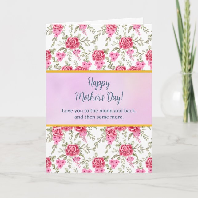 Invitación Elegante Floral Acuarela para Feliz Día de la Madr (Anverso)