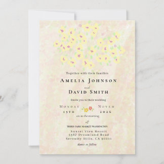 Invitación Elegante floral acuarela pastel suave para boda