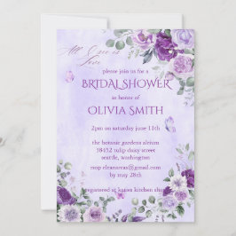 Invitación Elegante Floral Acuarela Púrpura