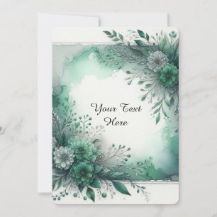 Invitación Elegante Floral Acuarela Verde Esmeralda