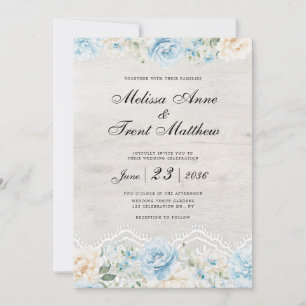 Invitación Elegante Floral Acuarela Vintage Encaje Boda