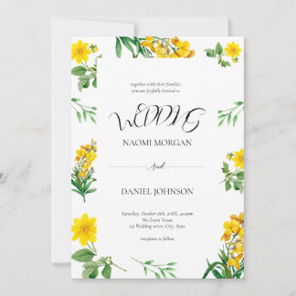 Invitación Elegante Floral acuática simple
