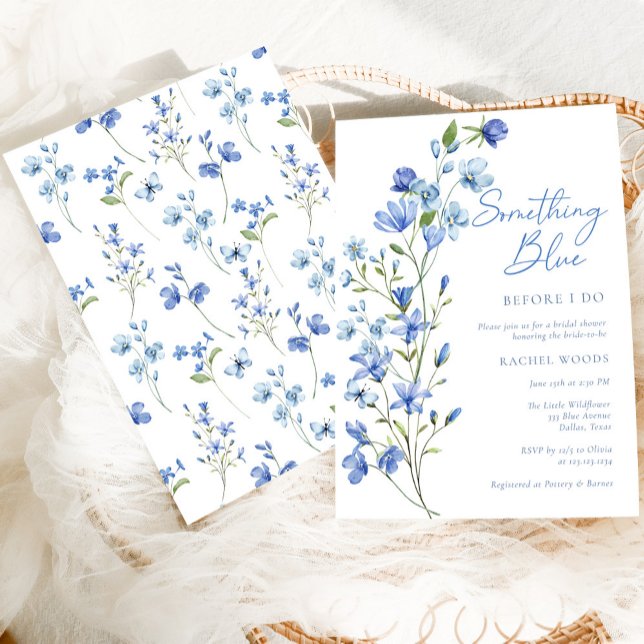 Invitación Elegante Floral Algo Azul Bridal Ducha (Subido por el creador)
