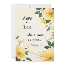 Elegante floral amarilla salva la carta de fecha