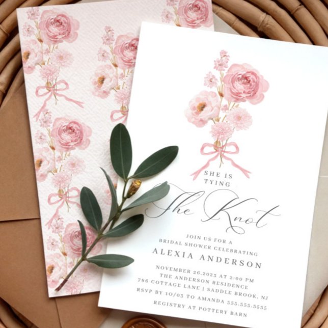 Invitación Elegante Floral Amarrado al nudo Ducha Bridal (Subido por el creador)