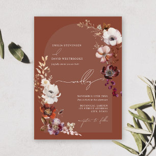 Invitación Elegante floral arca floral arca oscuro Boda de te