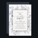 Invitación Elegante floral azul marino 50 cumpleaños<br><div class="desc">Presentamos la Elegante Invitación de Arte de la Línea Floral Azul de la Armada 50 de los Años - la manera perfecta de hacer destacarse su ocasión especial. Con un impresionante diseño de arte floral de la Marina Azul que sin duda llamará la atención, esta invitación irradia elegancia desde todos...</div>