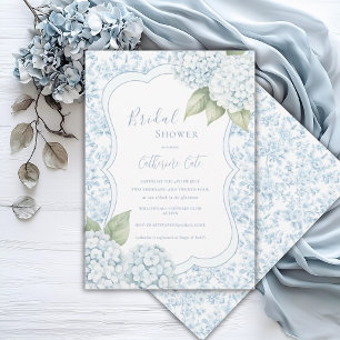 Invitación Elegante Floral Azul Regadera Nupcial Azul 