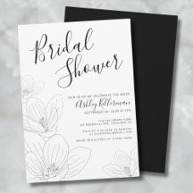 Elegante Floral Black White Bridal Shower