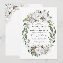 Invitación Elegante floral blanca | Boda de la vegetación acu