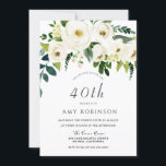 Invitación Elegante floral blanca de champaña 40 Fiesta de cu<br><div class="desc">Invitación a la fiesta de cumpleaños 40 de Champagne White Floral Elegant Ver colección de correspondencias en la tienda Nest y Niche</div>