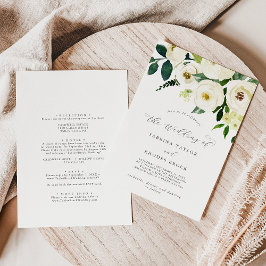 Invitación Elegante Floral Blanca El Boda de