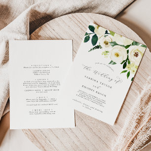 Invitación Elegante Floral Blanca El Boda de