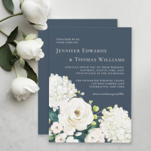 Elegante floral blanca en Boda azul marino