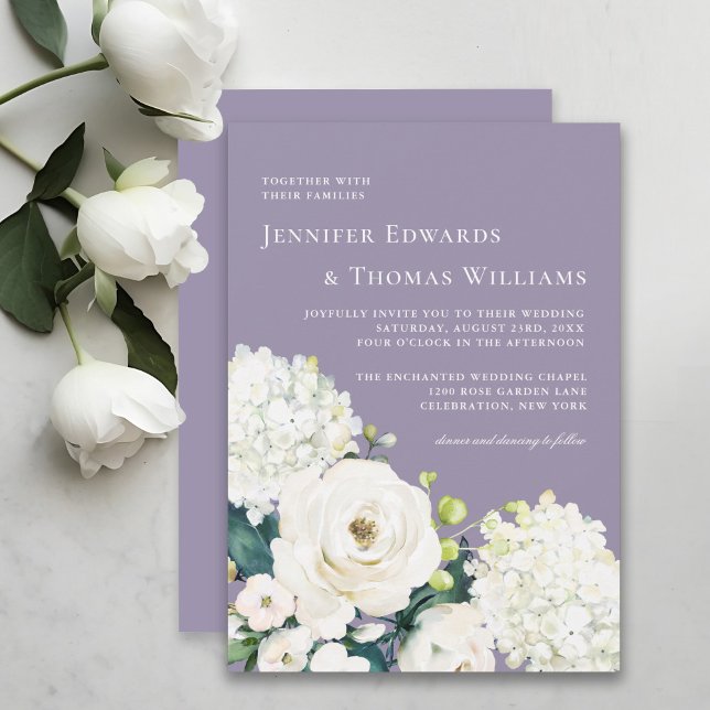 Invitación Elegante floral blanca en el Boda de Lavender (Subido por el creador)