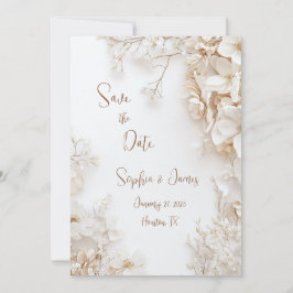 Invitación Elegante floral blanca salva la fecha