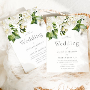 Invitación Elegante Floral Blanca Todas las temporadas Boda