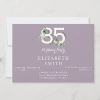 Elegante Floral Blanco Cumpleaños 85 Lavanda II