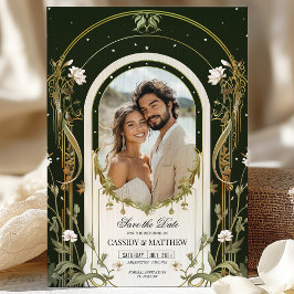 Invitación Elegante Floral Blanco Guardar la Fecha de Boda