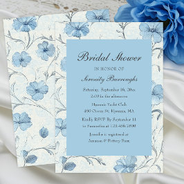 Invitación Elegante Floral Blue Country Garden Bridal Shower