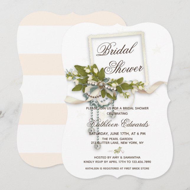 Invitación Elegante Floral Boho Bridal Shower (Anverso / Reverso)