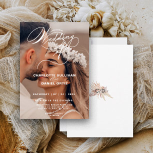 Invitación Elegante Floral Boho El Boda De La Foto