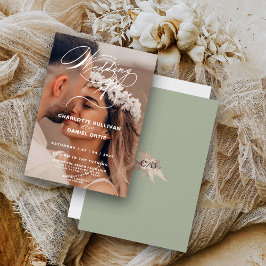 Invitación Elegante Floral Boho Salvia La Boda De  Foto  