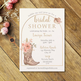 Invitación Elegante Floral Boots Cowgirl Bridal Shower